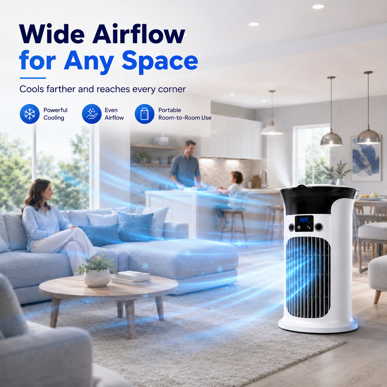 ❄️ 2026 Hot Sale | 3-in-1 Portable Air Cooler ❄️ Portable Mist Air Cooler with LED Night Light