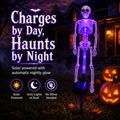 💀 Solar Skeleton Yard Stake-Solar Purple Skeleton Yard Stake Halloween Decor