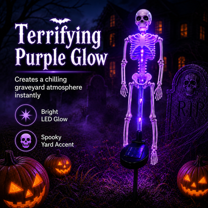 💀 Solar Skeleton Yard Stake-Solar Purple Skeleton Yard Stake Halloween Decor