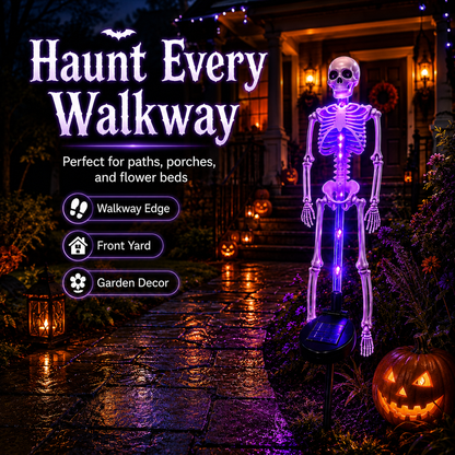 💀 Solar Skeleton Yard Stake-Solar Purple Skeleton Yard Stake Halloween Decor
