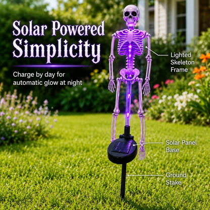 💀 Solar Skeleton Yard Stake-Solar Purple Skeleton Yard Stake Halloween Decor