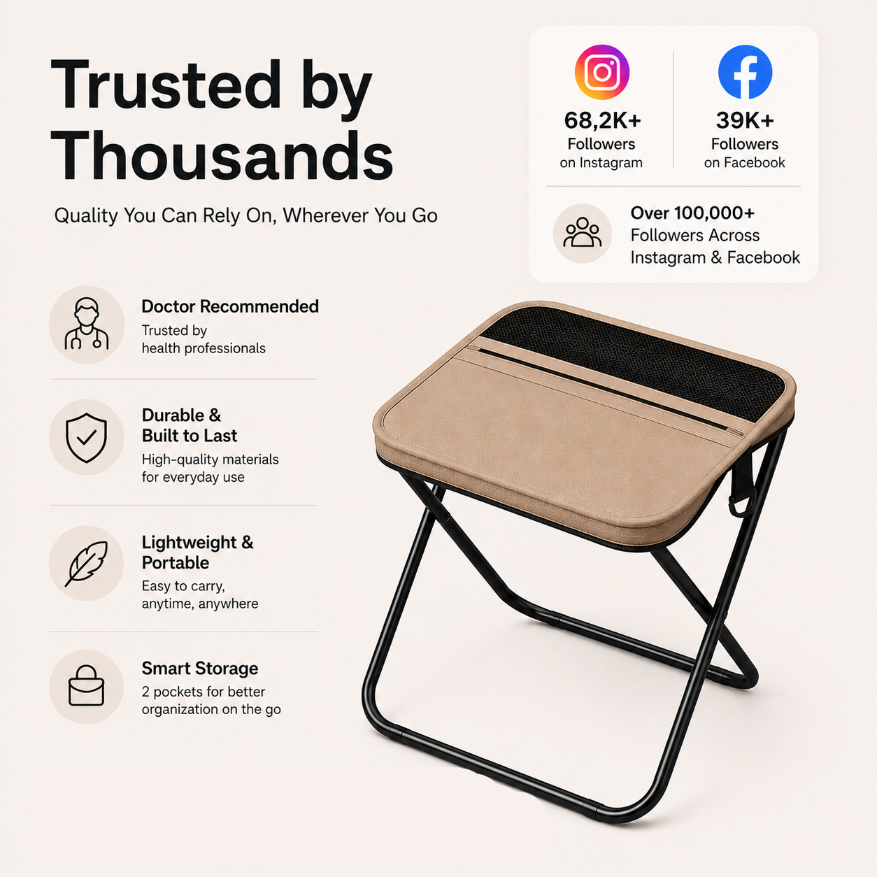50% OFF Flash Sale: Ultra-Lightweight Portable Folding Stool – Never Stand in Line Again! 🪑