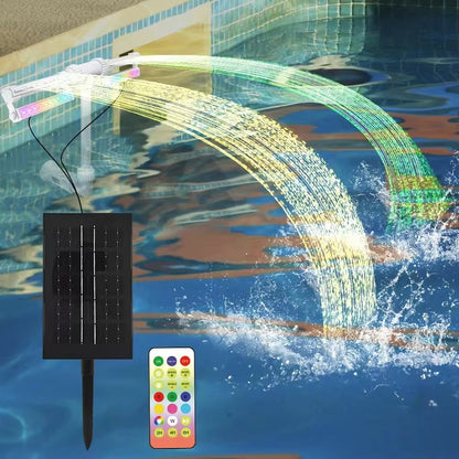 Solar-powered pool fountain with lights, double-arch jet, fountain with changing lights for in-ground and above-ground pools