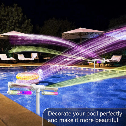 Solar-powered pool fountain with lights, double-arch jet, fountain with changing lights for in-ground and above-ground pools