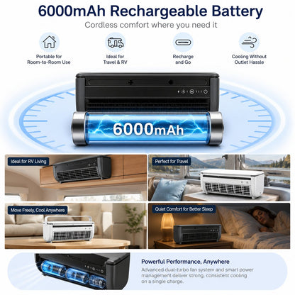 🌬️ Portable Ice Mist Cooling Fan | 6000mAh Rechargeable, Wall-Mount/Desktop, Remote Control - Cool & Humidify Anywhere!