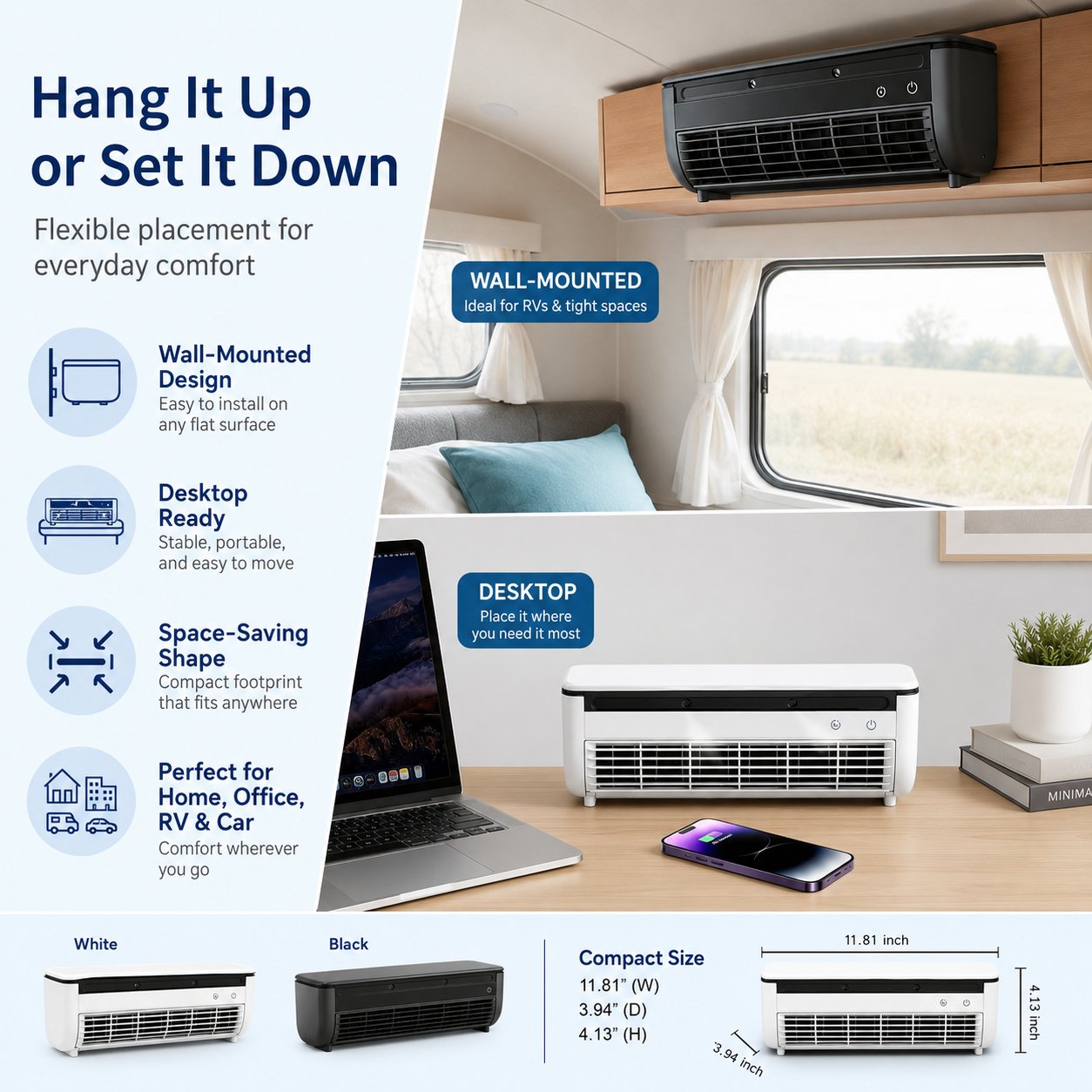 🌬️ Portable Ice Mist Cooling Fan | 6000mAh Rechargeable, Wall-Mount/Desktop, Remote Control - Cool & Humidify Anywhere!