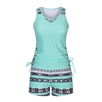 ⏰49% OFF - Miraclesuit Women's Tummy Control Tankini Set with Built-In Bra – Flattering Boho Swimwear with Shorts
