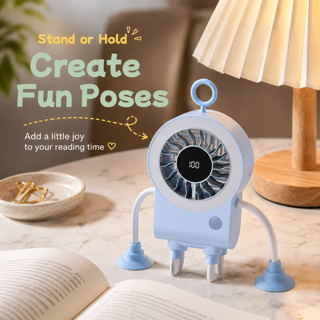 🌟🤖 Cute Robot Shaped Multi-scene Portable Desk Fan