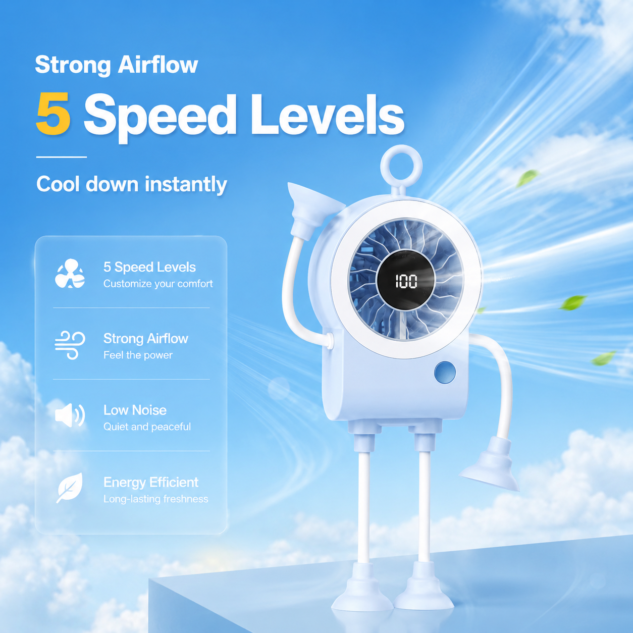 🌟🤖 Cute Robot Shaped Multi-scene Portable Desk Fan