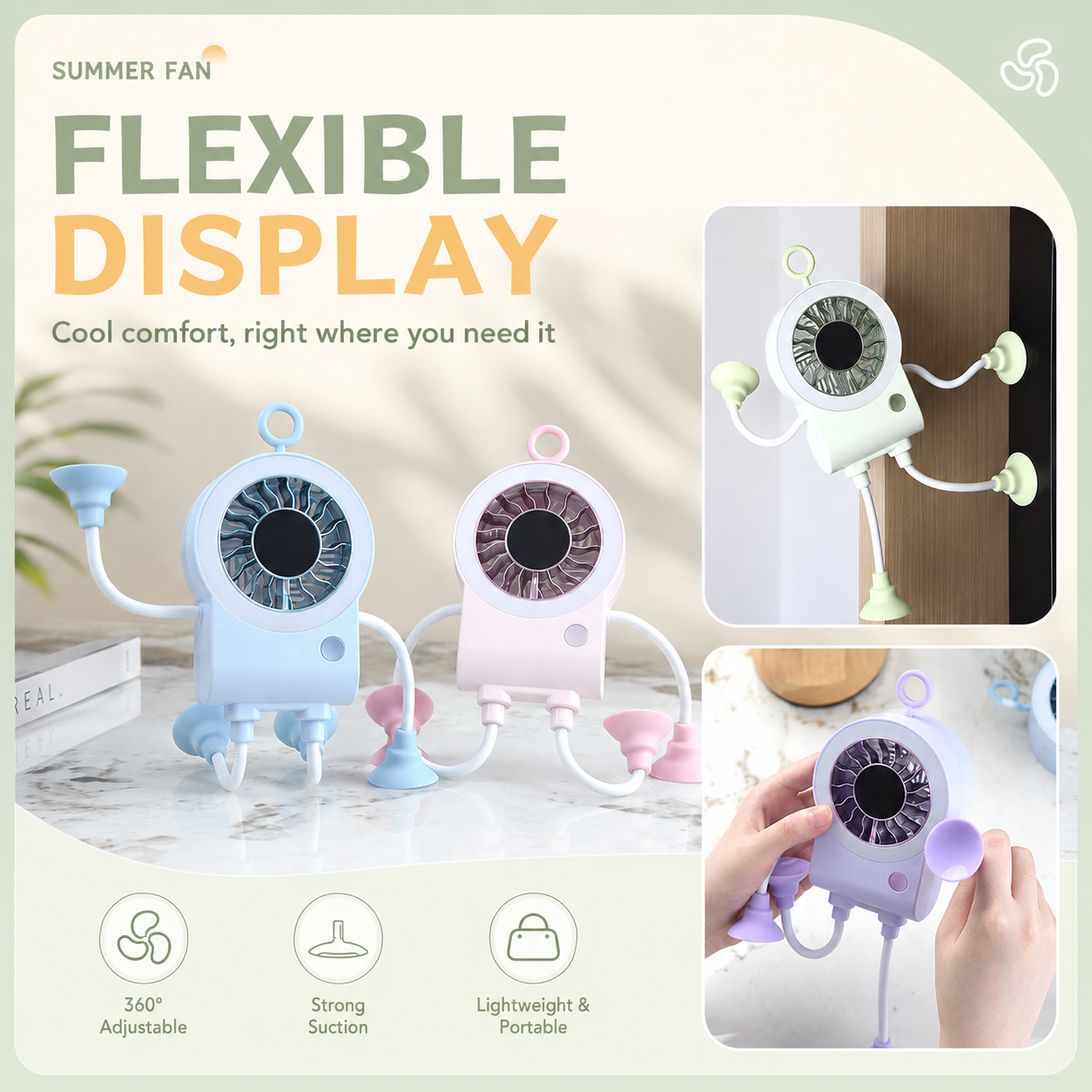🌟🤖 Cute Robot Shaped Multi-scene Portable Desk Fan