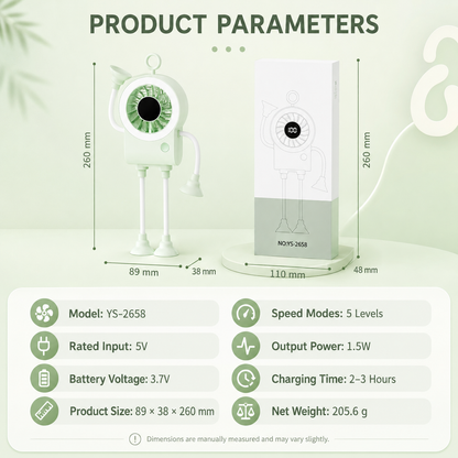 🌟🤖 Cute Robot Shaped Multi-scene Portable Desk Fan