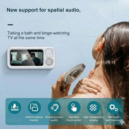 🎶Waterproof Shower Phone Holder with Bluetooth Speaker | ✨360° Rotating Case