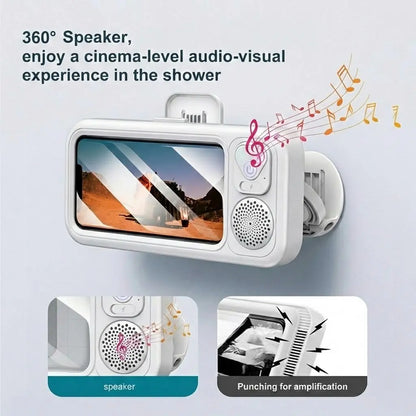 🎶Waterproof Shower Phone Holder with Bluetooth Speaker | ✨360° Rotating Case