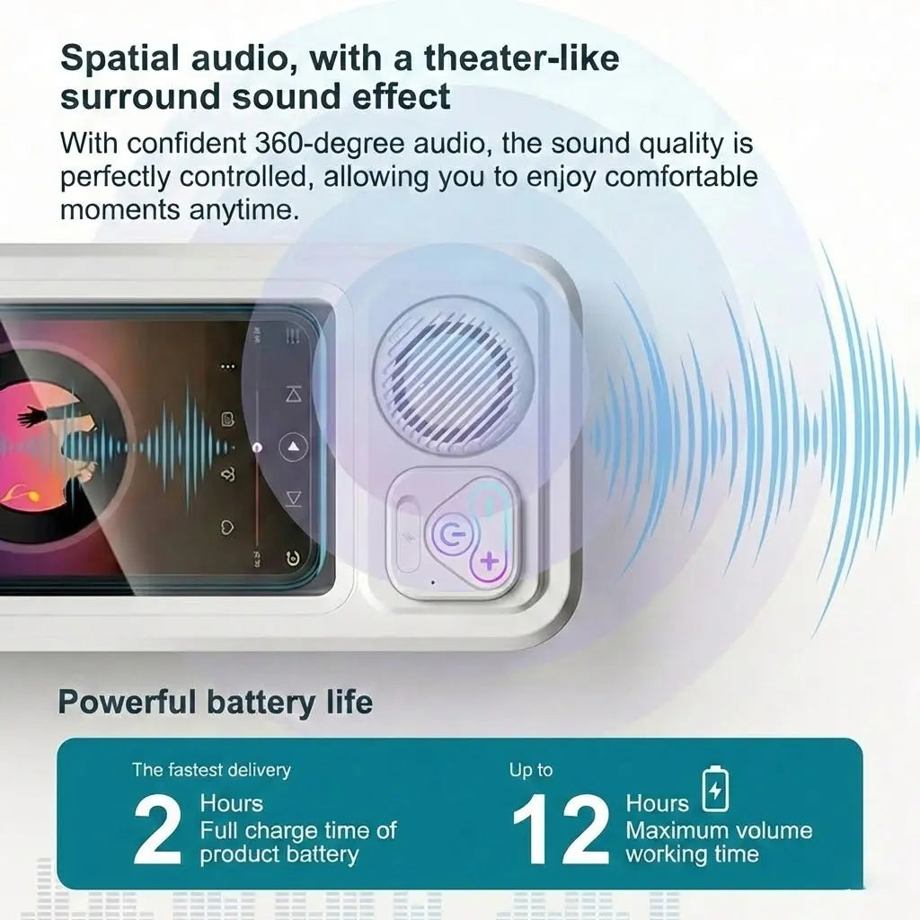 🎶Waterproof Shower Phone Holder with Bluetooth Speaker | ✨360° Rotating Case