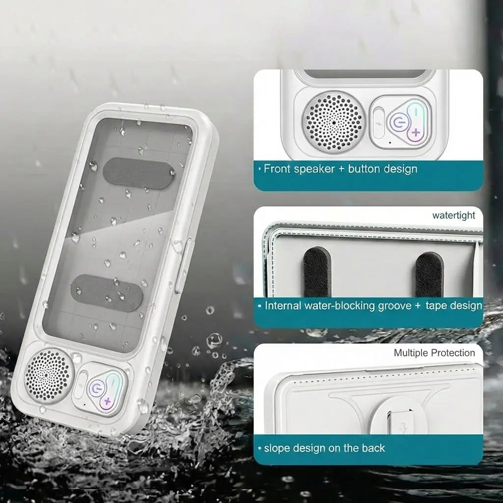 🎶Waterproof Shower Phone Holder with Bluetooth Speaker | ✨360° Rotating Case