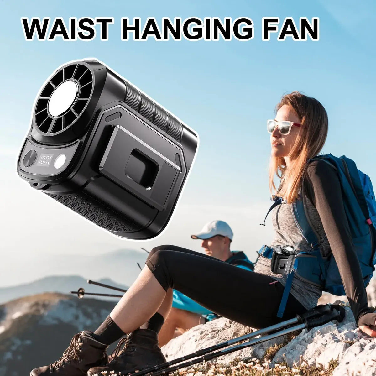 🔥2026 Smart Portable Rechargeable Fan with LED Light & 25H Runtime, 5-Speed 9200RPM Turbo Cooling Personal Waist Fan