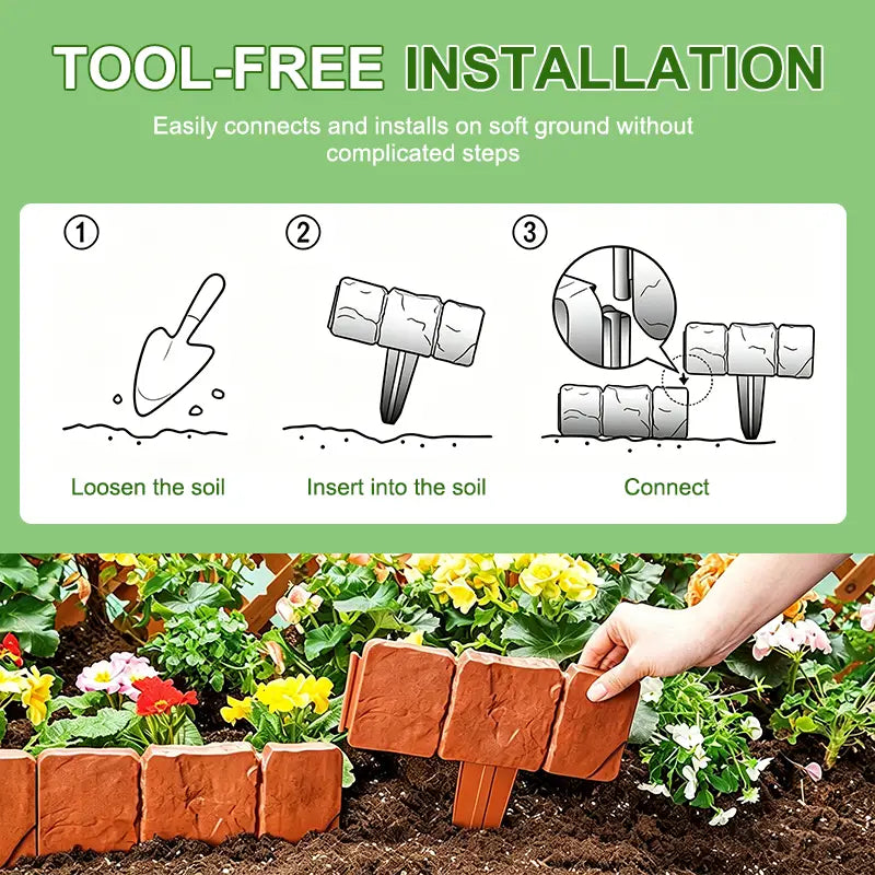 🔥🌟 Hot Offer -Realistic Faux Stone Garden Edging  Flexible Interlocking Lawn & Landscape Border 🔔✨