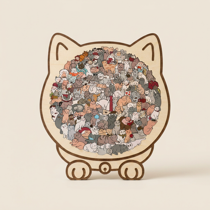 [🔥Best Seller] Mindful Wooden Animal Puzzle with Display Stand ✨ Perfect Gift for Cat Lovers