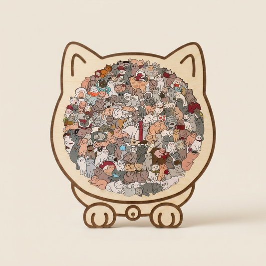 [🔥Best Seller] Mindful Wooden Animal Puzzle with Display Stand ✨ Perfect Gift for Cat Lovers