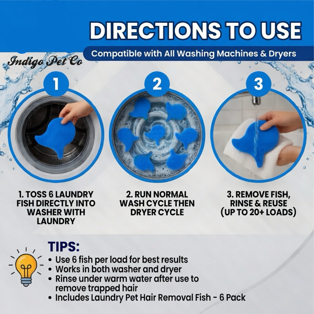Laundry Pet Hair Removal Fish - 6 Pack