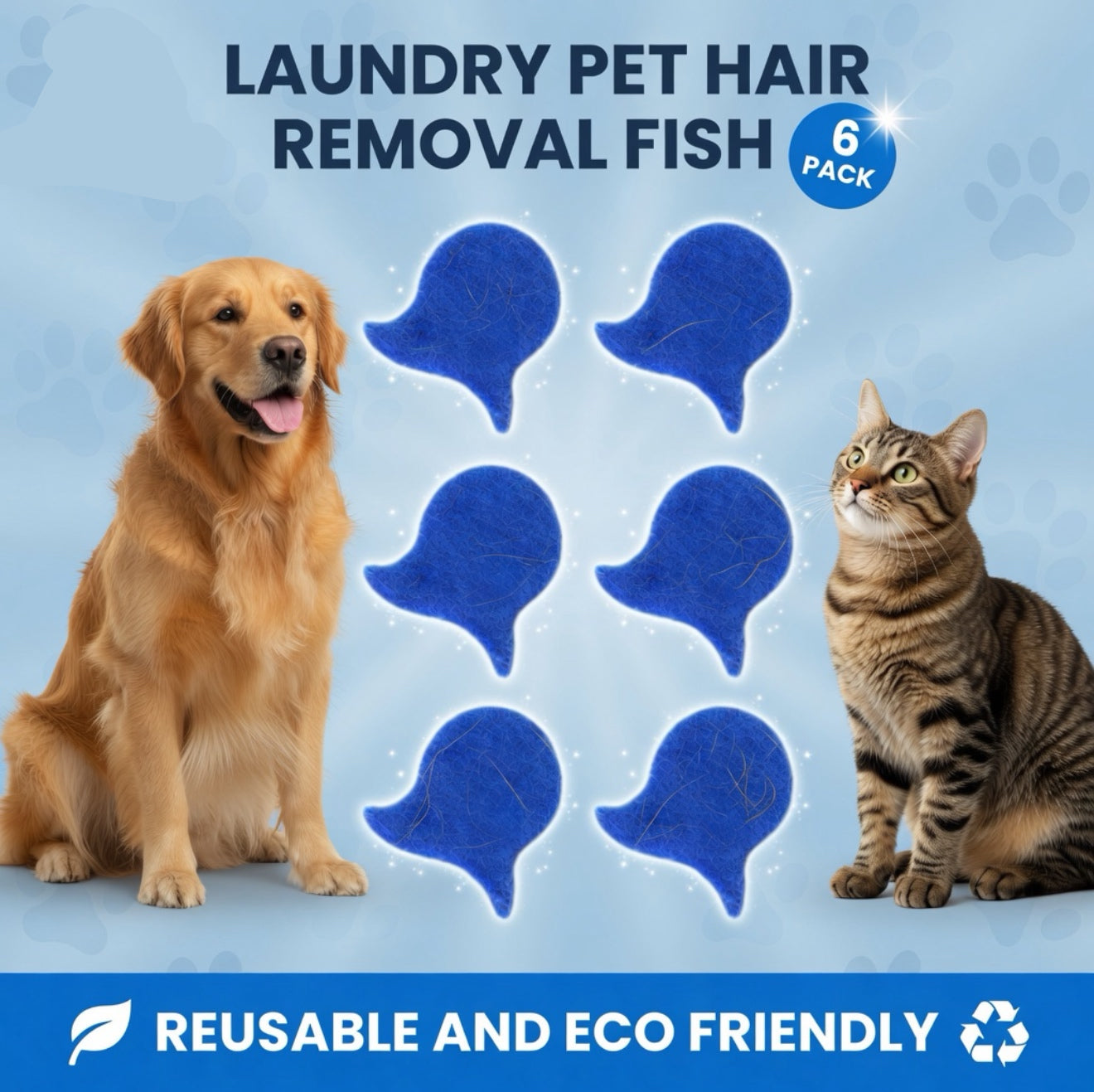 Laundry Pet Hair Removal Fish - 6 Pack