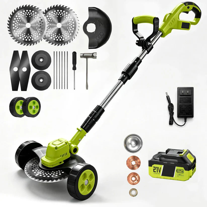 3-in-1 Cordless Lawn Mower with 2×21V Batteries, German Quality Lightweight Grass Trimmer & Edger for Small to Medium Gardens