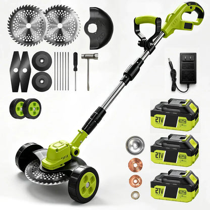 3-in-1 Cordless Lawn Mower with 2×21V Batteries, German Quality Lightweight Grass Trimmer & Edger for Small to Medium Gardens
