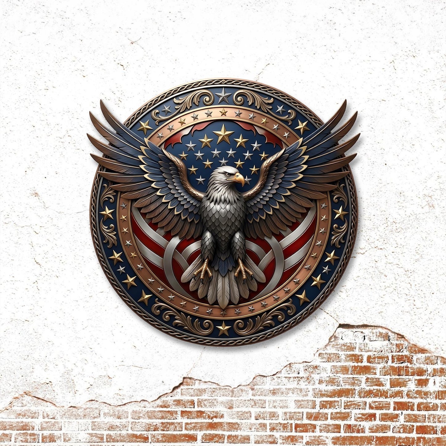 Patriotic Eagle Metal Wreath – American Flag Front Door Decor & Veteran Gift