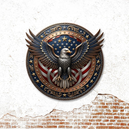 Patriotic Eagle Metal Wreath – American Flag Front Door Decor & Veteran Gift