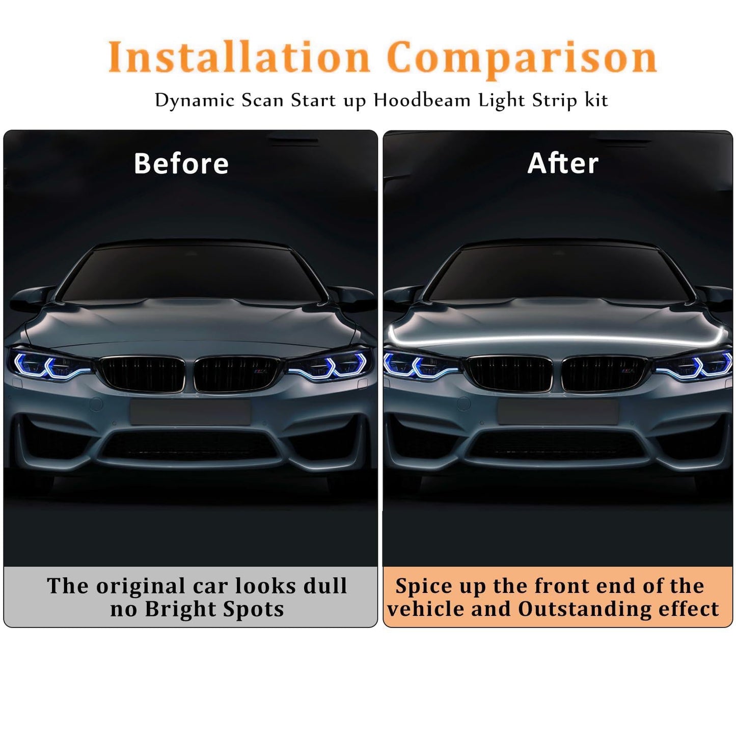 🔥71” High Brightness Automotive Hood Gap LED Strip - 12V-Ice Blue eclipse led lights