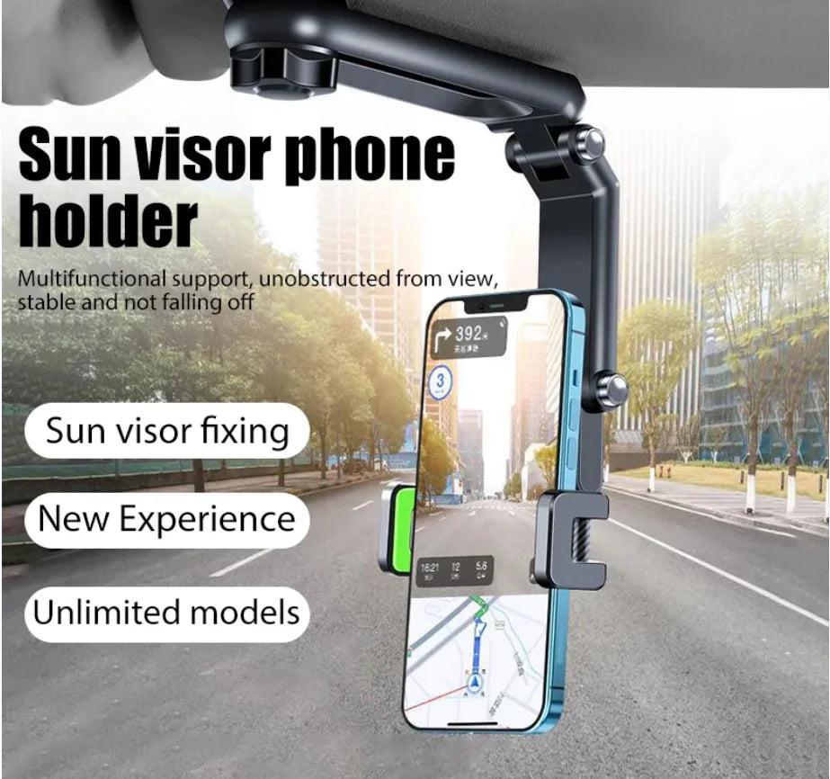 360° Rotating Sun Visor Phone Holder for Sun Visor Phone Holder for Car Multifunction with IPhone/Samsung/Android