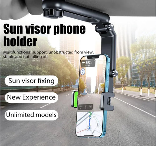 360° Rotating Sun Visor Phone Holder for Sun Visor Phone Holder for Car Multifunction with IPhone/Samsung/Android
