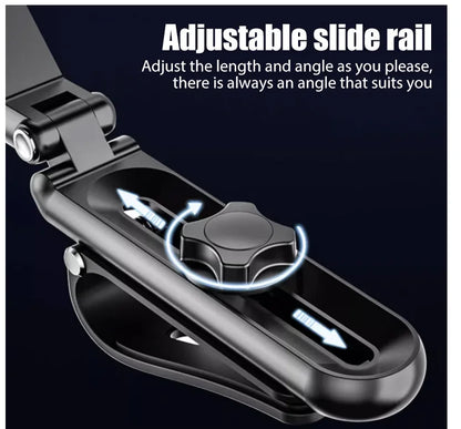360° Rotating Sun Visor Phone Holder for Sun Visor Phone Holder for Car Multifunction with IPhone/Samsung/Android