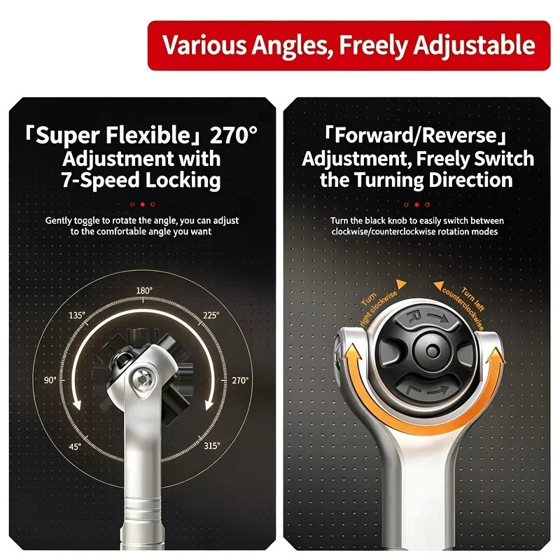 270° Rotating Head Universal Ratchet Screwdriver