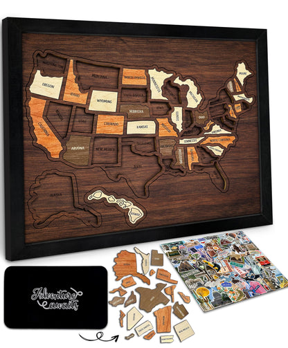 🗺️Wooden USA Travel Map Puzzle🎁 The Most Meaningful Gift For Couples & Families