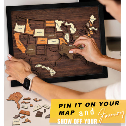 🗺️Wooden USA Travel Map Puzzle🎁 The Most Meaningful Gift For Couples & Families