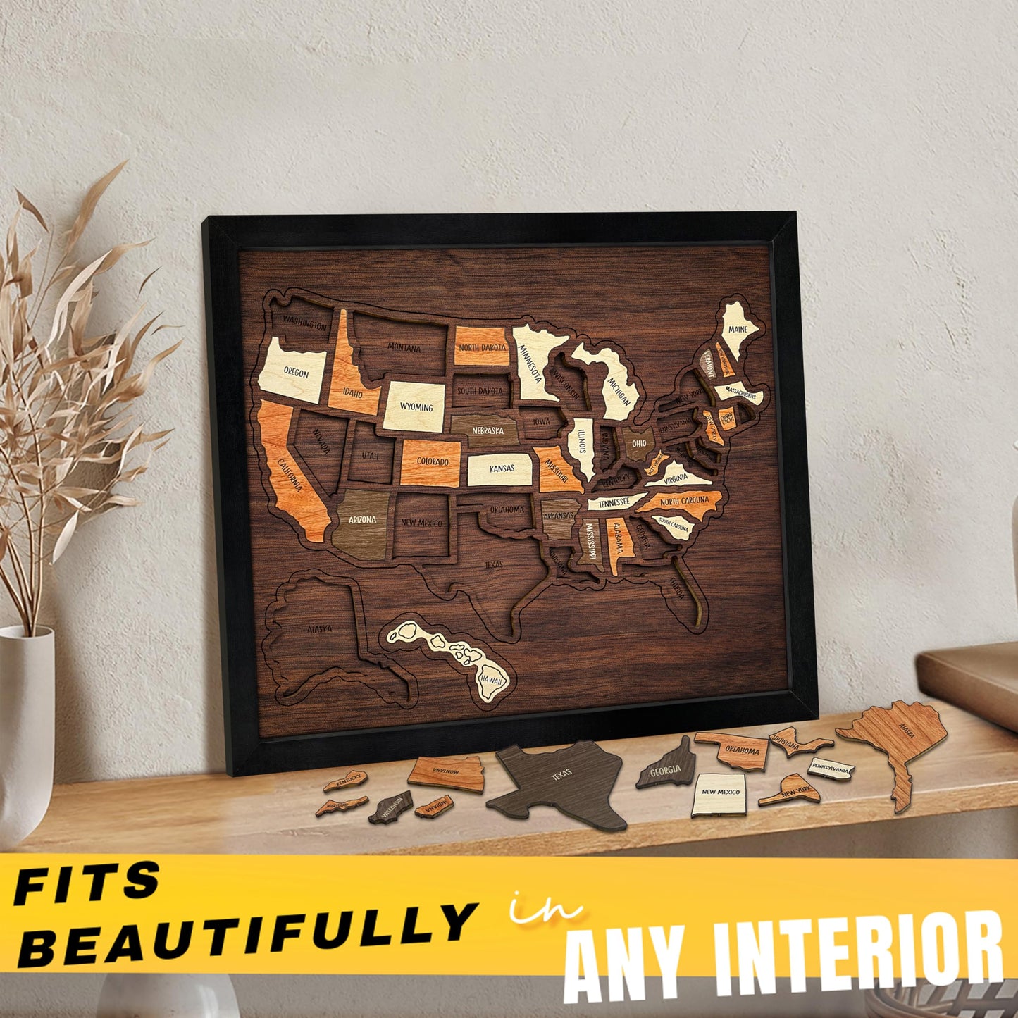 🗺️Wooden USA Travel Map Puzzle🎁 The Most Meaningful Gift For Couples & Families
