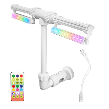Solar-powered pool fountain with lights, double-arch jet, fountain with changing lights for in-ground and above-ground pools
