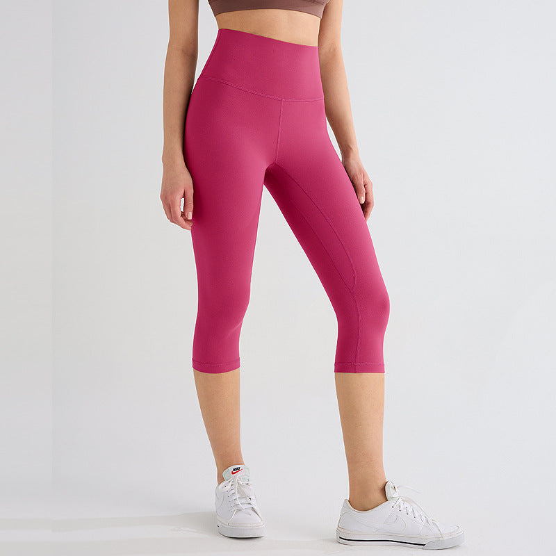 Womens Workout Capri Leggings 17" No Front Seam High Waisted Hidden Scrunch Gym Yoga Pants,summerwins summerwins
