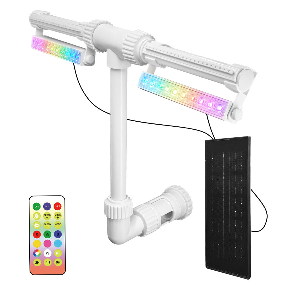 Solar-powered pool fountain with lights, double-arch jet, fountain with changing lights for in-ground and above-ground pools