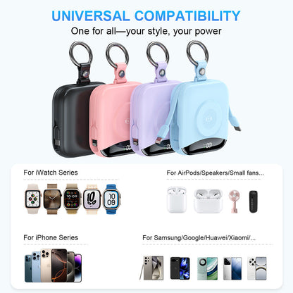 ⚡ 10000mAh 3-in-1 Mini Portable Charger – Phone, Watch & Earbud Power Bank