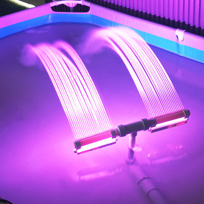 Solar-powered pool fountain with lights, double-arch jet, fountain with changing lights for in-ground and above-ground pools