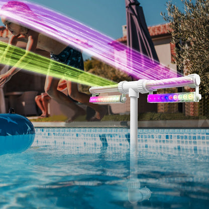 Solar-powered pool fountain with lights, double-arch jet, fountain with changing lights for in-ground and above-ground pools