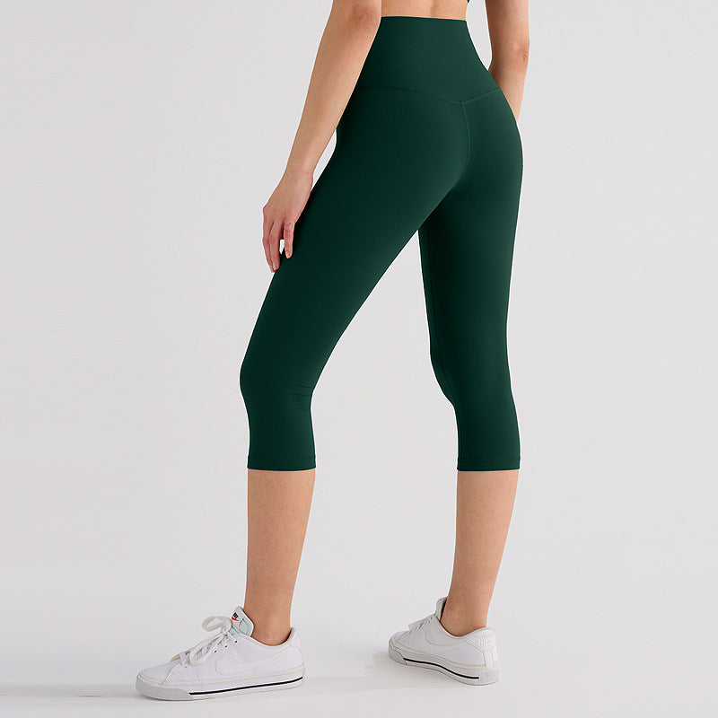 Womens Workout Capri Leggings 17" No Front Seam High Waisted Hidden Scrunch Gym Yoga Pants,summerwins summerwins