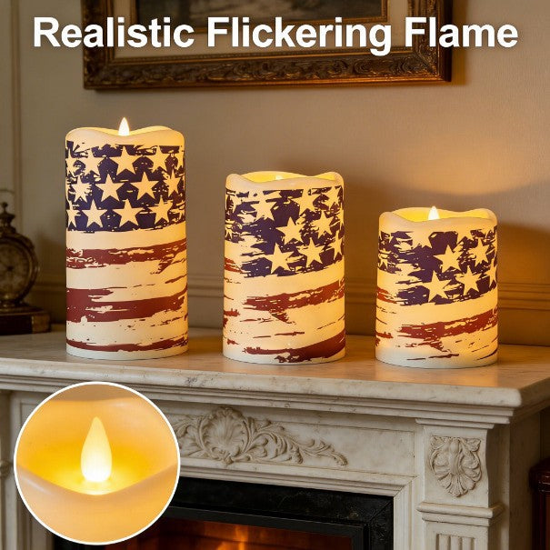 🇺🇸 3-Piece Set - Patriotic Flameless Candles