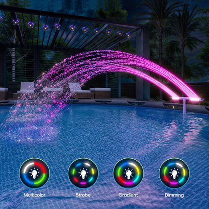 Solar-powered pool fountain with lights, double-arch jet, fountain with changing lights for in-ground and above-ground pools