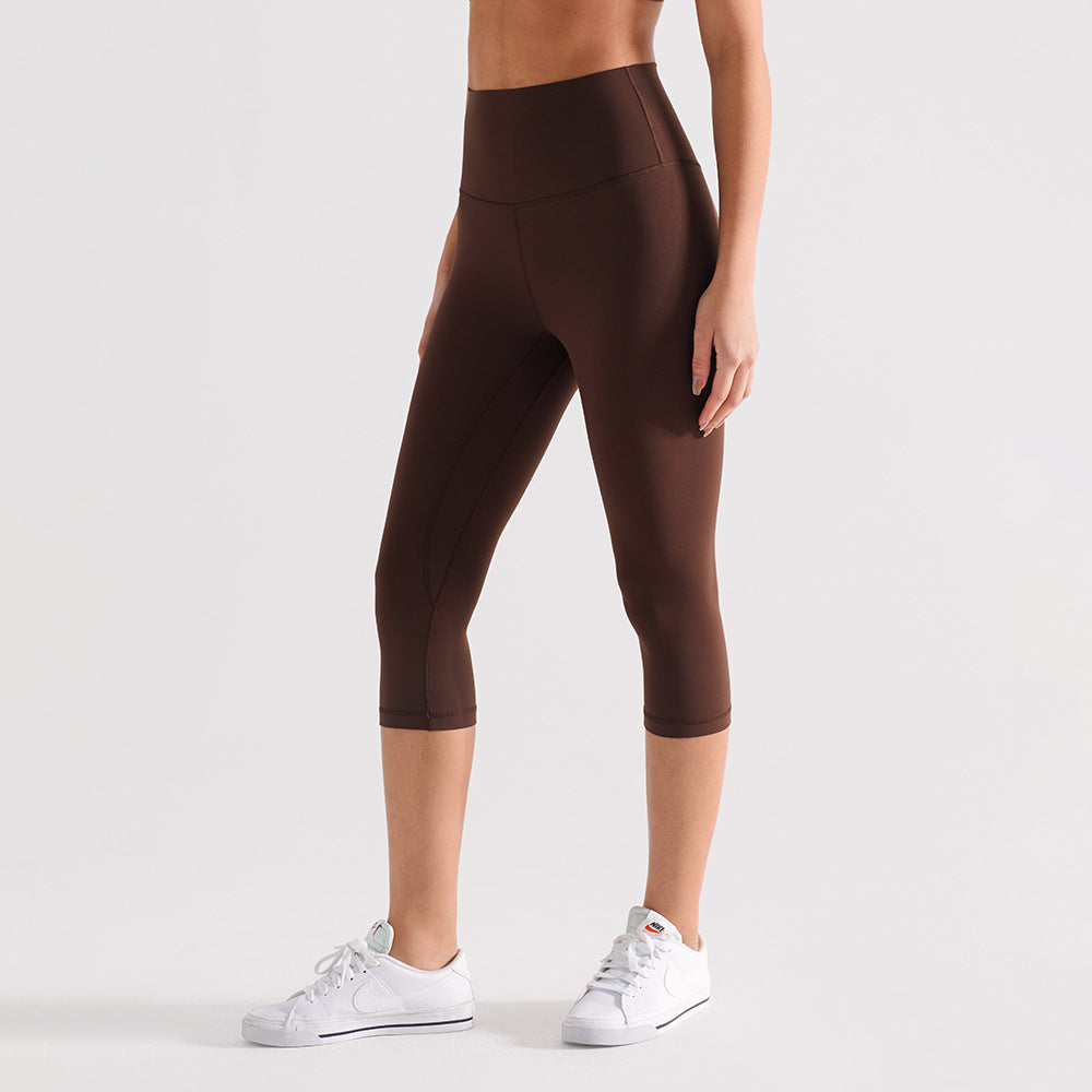 Womens Workout Capri Leggings 17" No Front Seam High Waisted Hidden Scrunch Gym Yoga Pants,summerwins summerwins