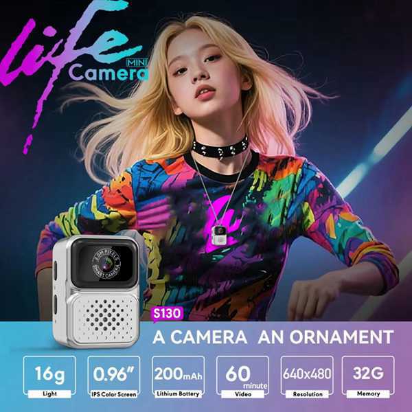 2026 S130 Mini Action Camera - Portable 640P Life Camera with 0.96" IPS Screen for Sports & Outdoor