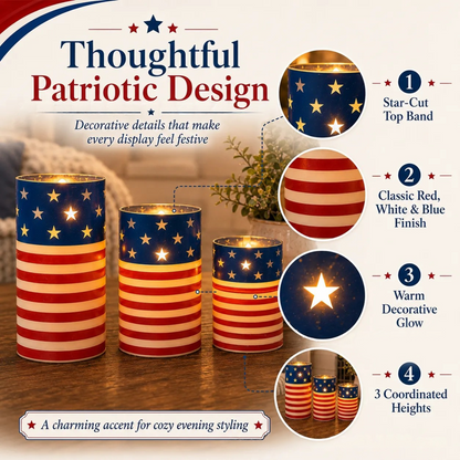 🎉Patriotic-Themed Flameless LED Candle 3 Set With Remote & Timer