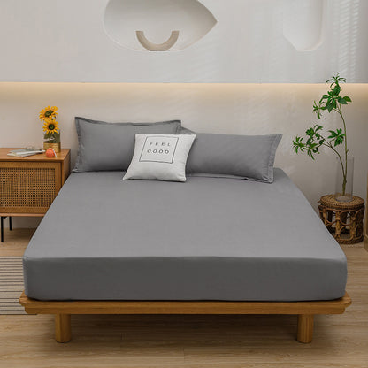 DECOR 4 Pcs Solid Bed Sheets - Brushed Microfiber Set